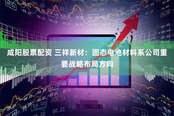 咸阳股票配资 三祥新材：固态电池材料系公司重要战略布局方向